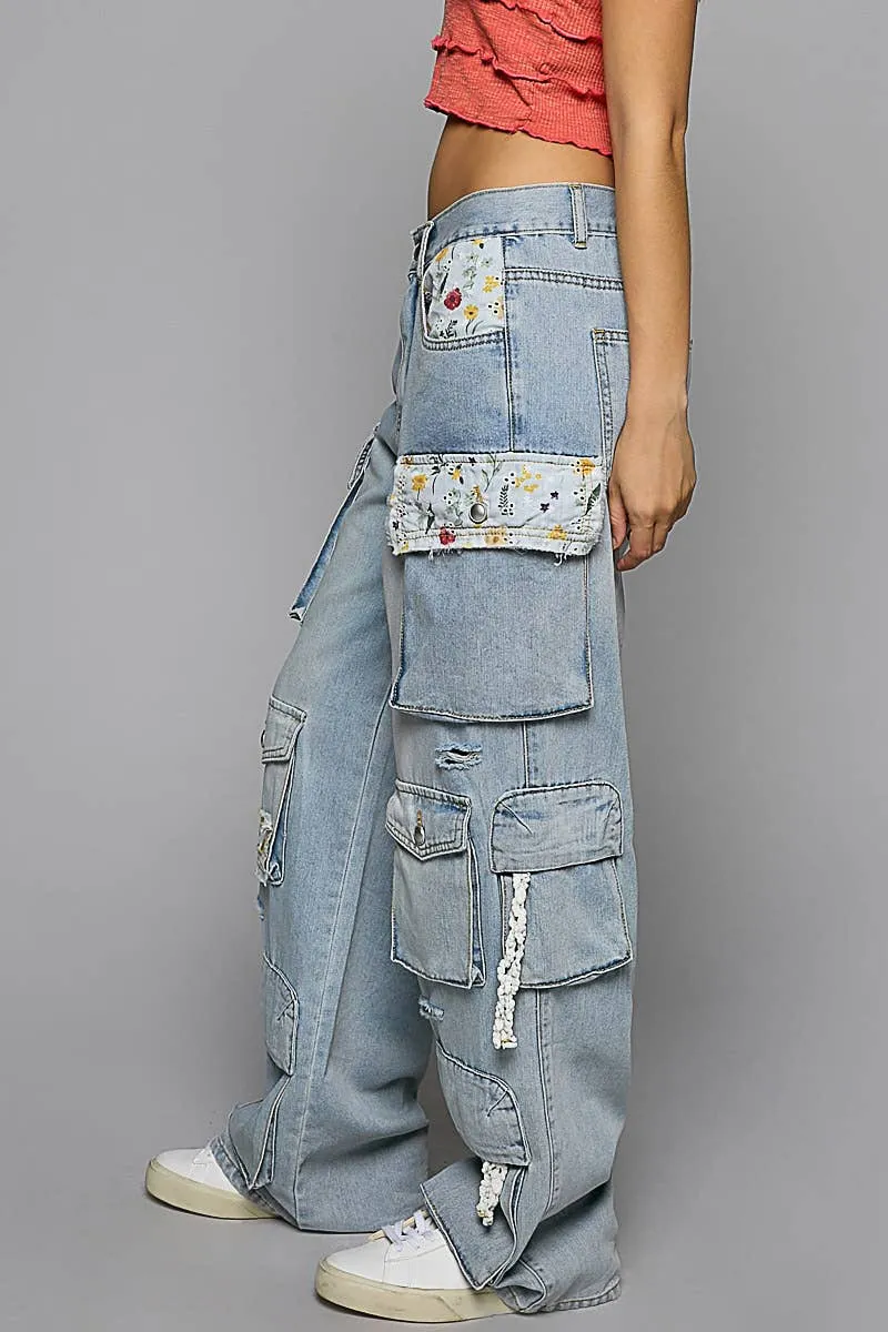 Floral Patches and Pockets Jeans