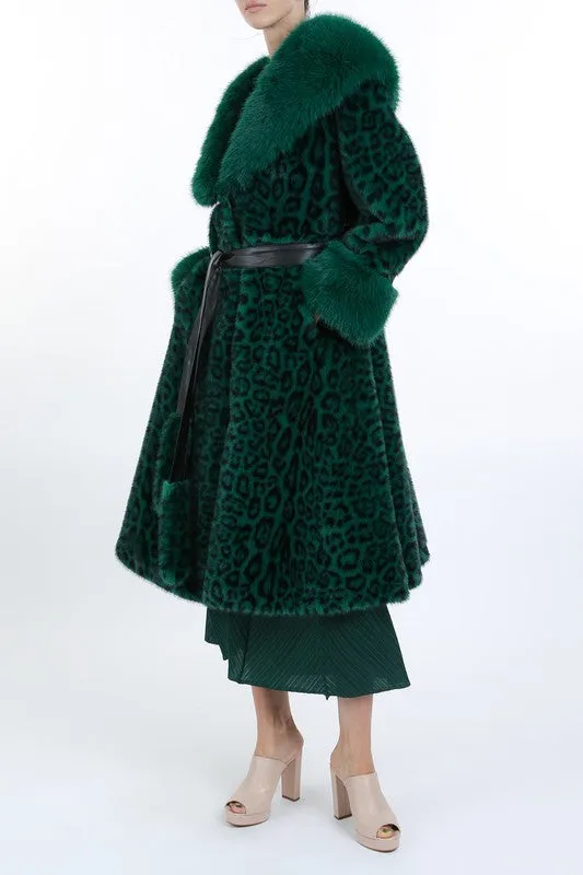 Forest Leopard Print Faux Fur Coat