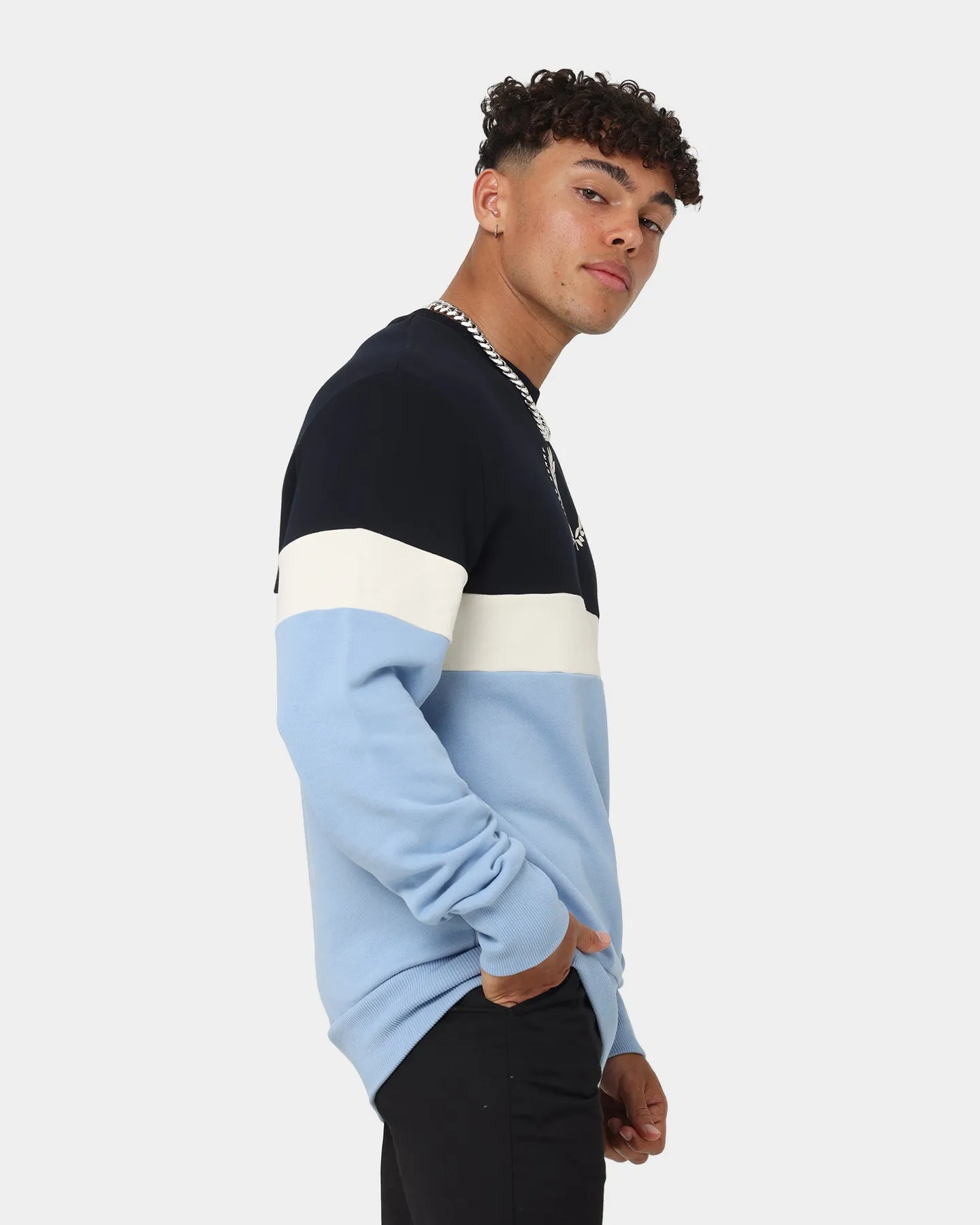 Fred Perry Printed Colour Block Sweatshirt Navy