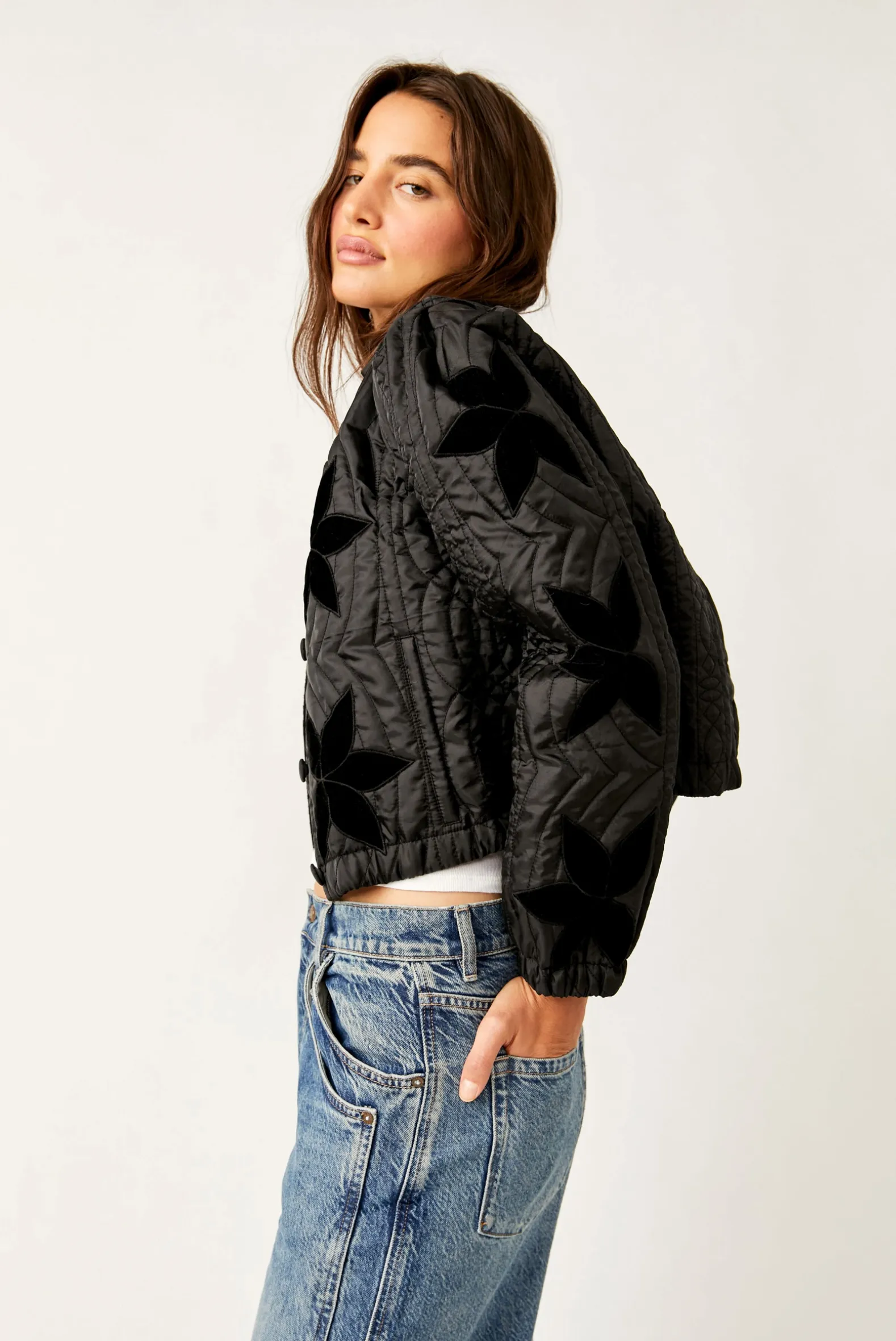 FREE PEOPLE SOLID QUINN QUILTED JACKET