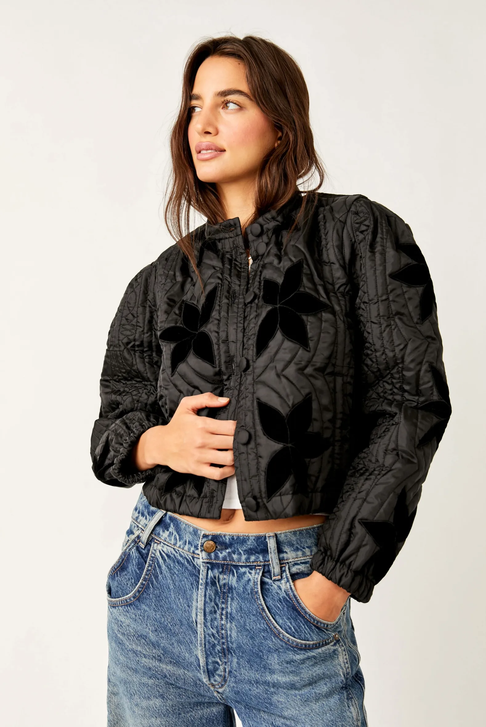 FREE PEOPLE SOLID QUINN QUILTED JACKET