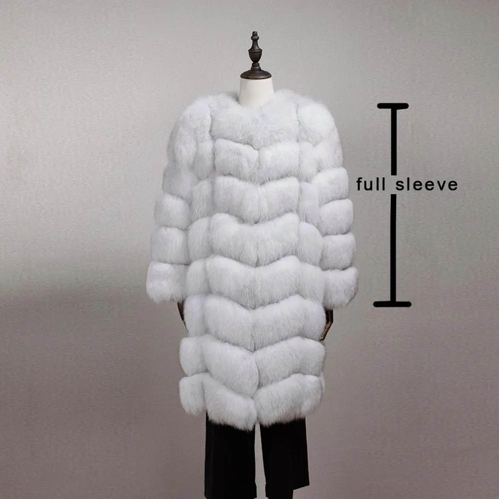 FUR STORY Women's Natural Fur Coat Winter Super Warm Coats Plus Size Long Coats Real Fox Fur Fur Outwear FS161162