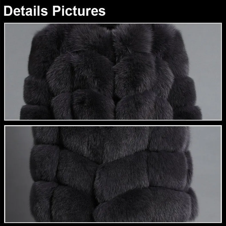 FUR STORY Women's Natural Fur Coat Winter Super Warm Coats Plus Size Long Coats Real Fox Fur Fur Outwear FS161162