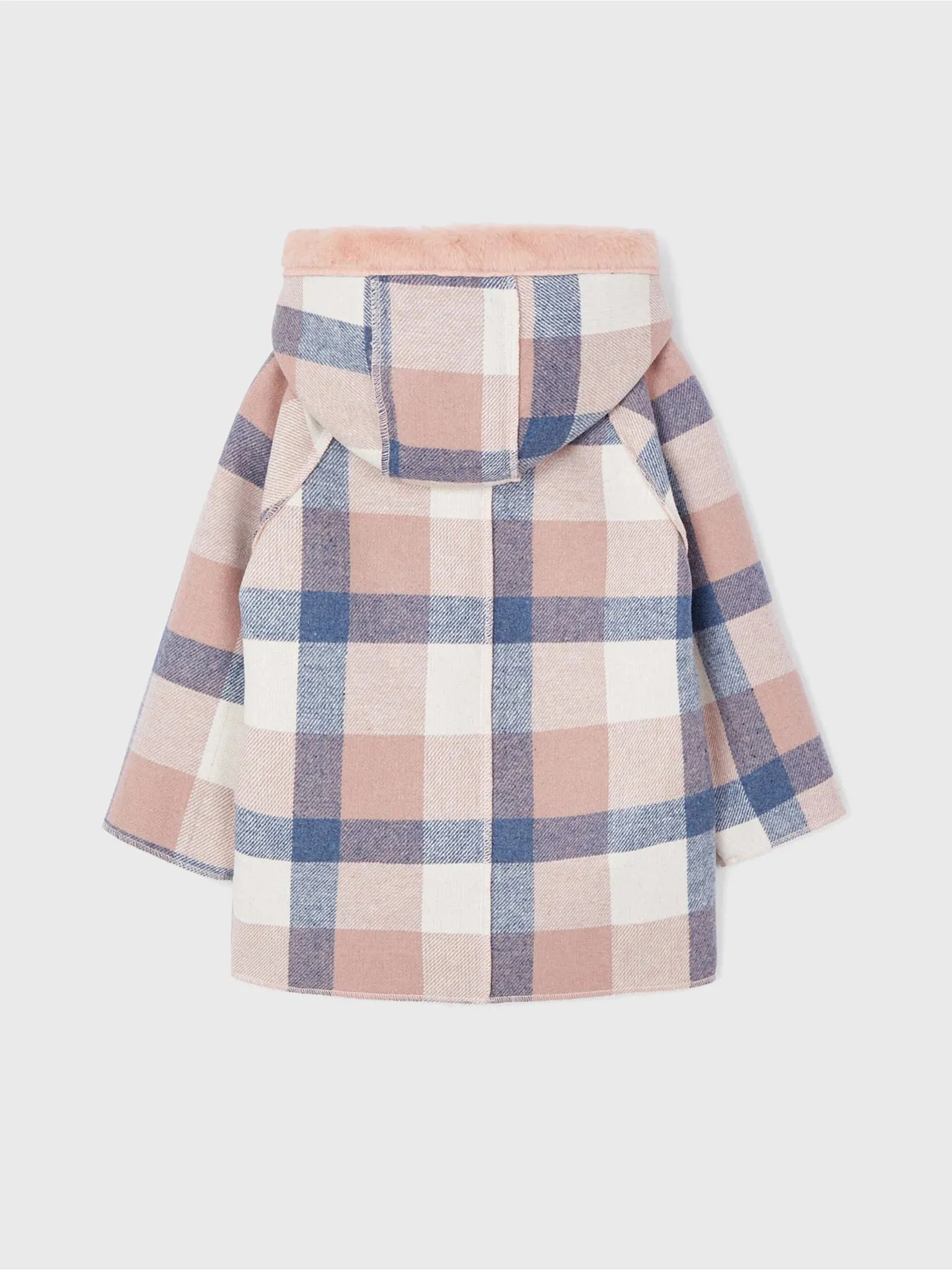 Girl's Hooded Plaid Coat Rose | Mayoral