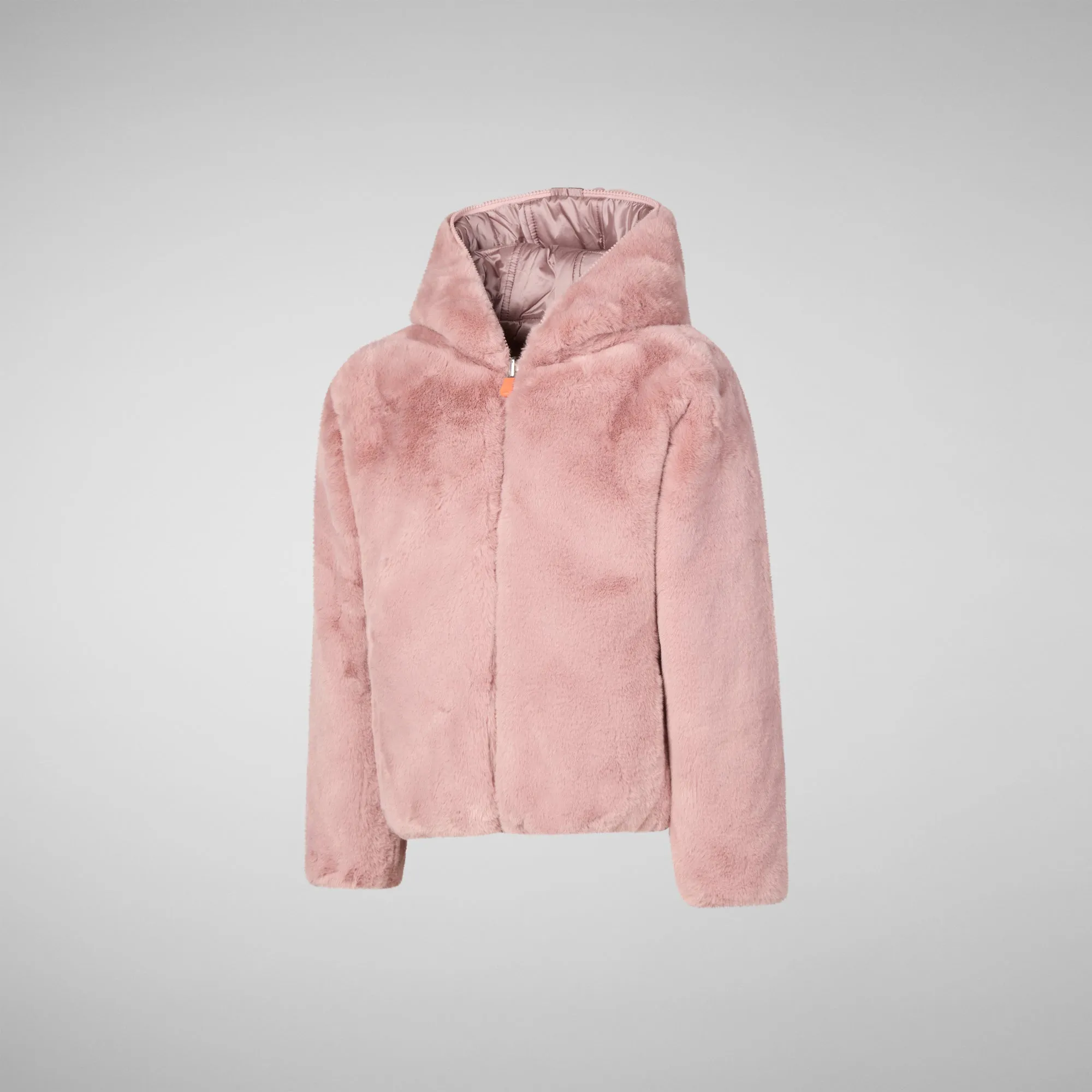 Girls' hooded reversible jacket Chloe in blush pink