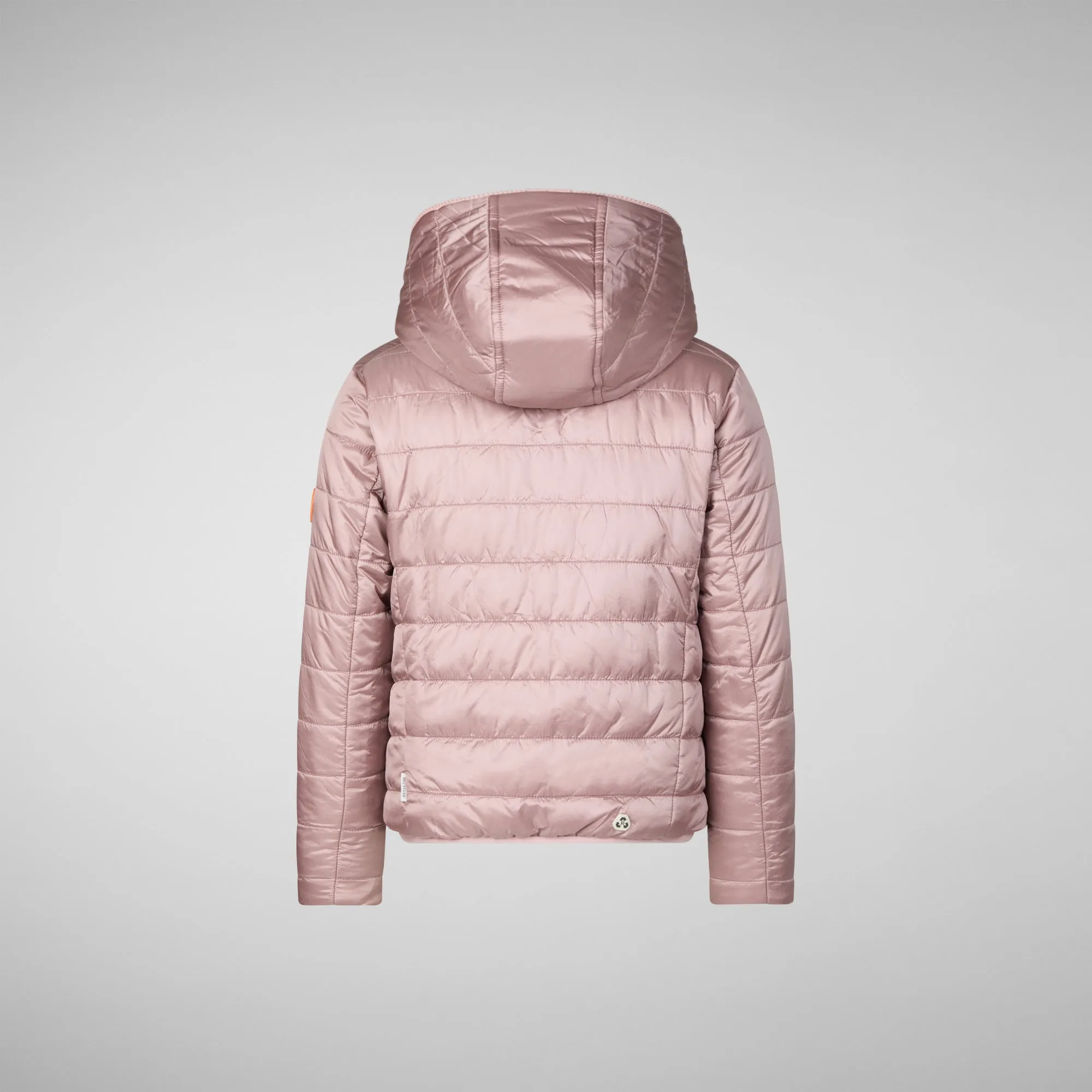 Girls' hooded reversible jacket Chloe in blush pink