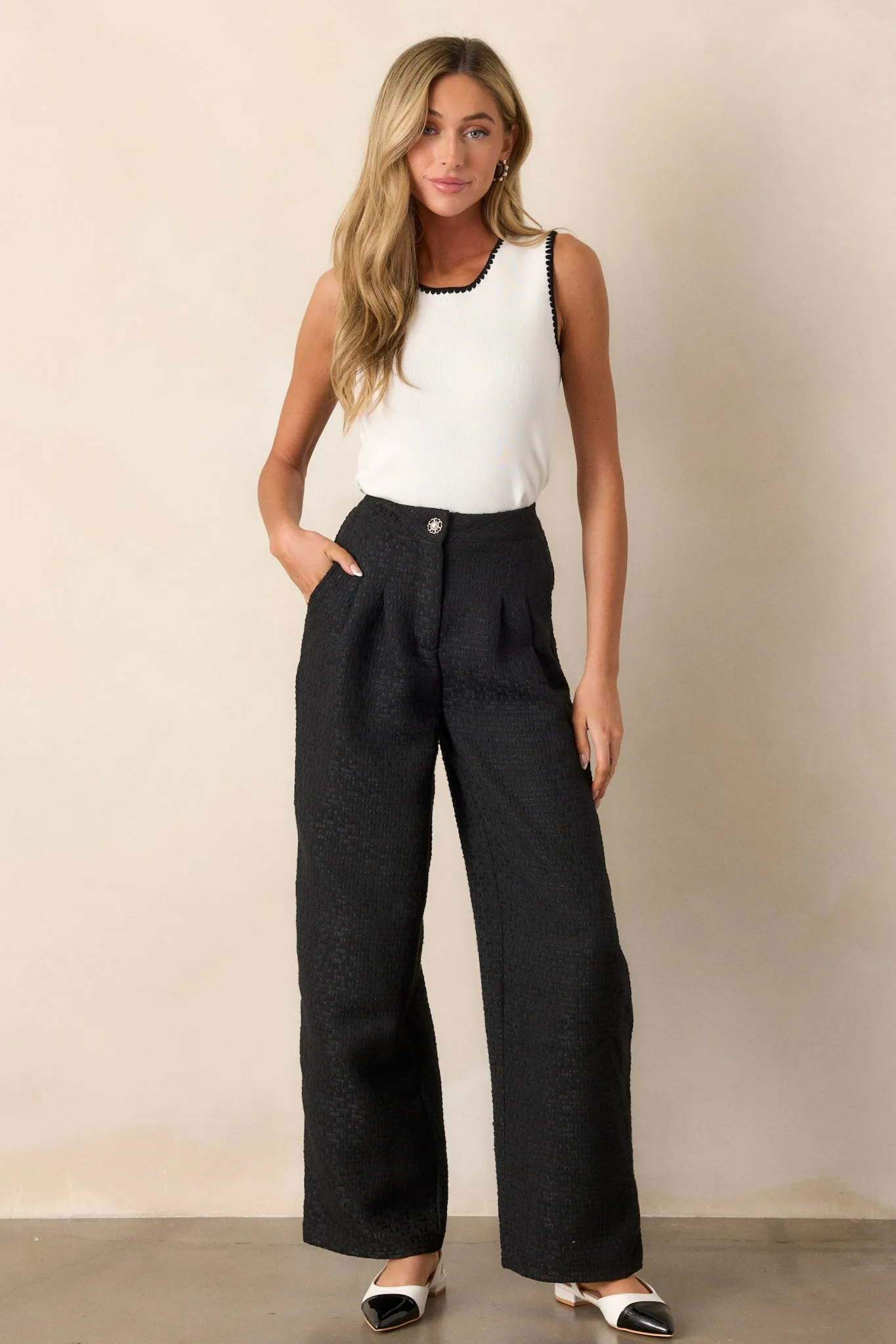 Glass Half Full Black Tweed Pants