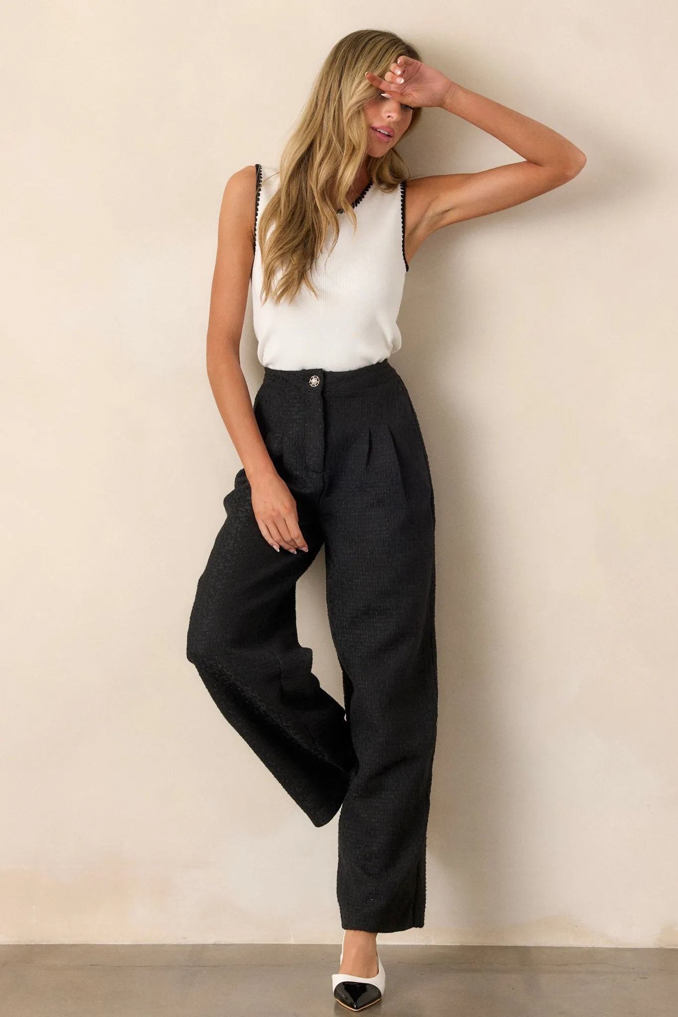 Glass Half Full Black Tweed Pants