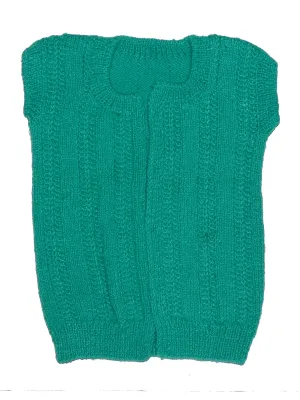 Graminarts Handmade Knitting Solid Colour Cap Sleeve Cardigan For Baby Girl- Jade