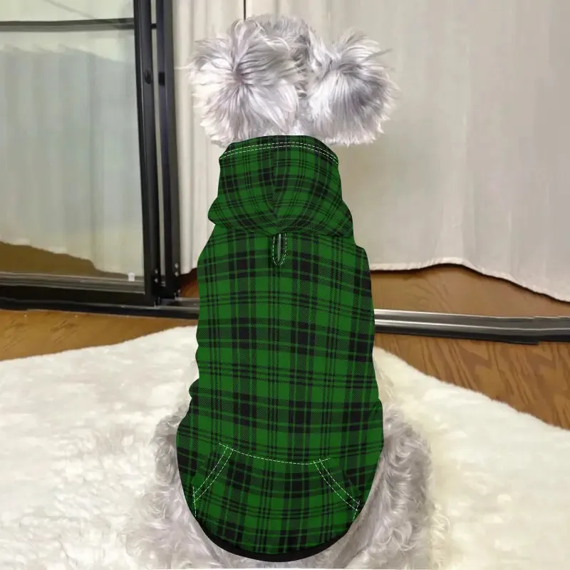 Green and Black Plaid Dog Hoodie for Stylish Pups