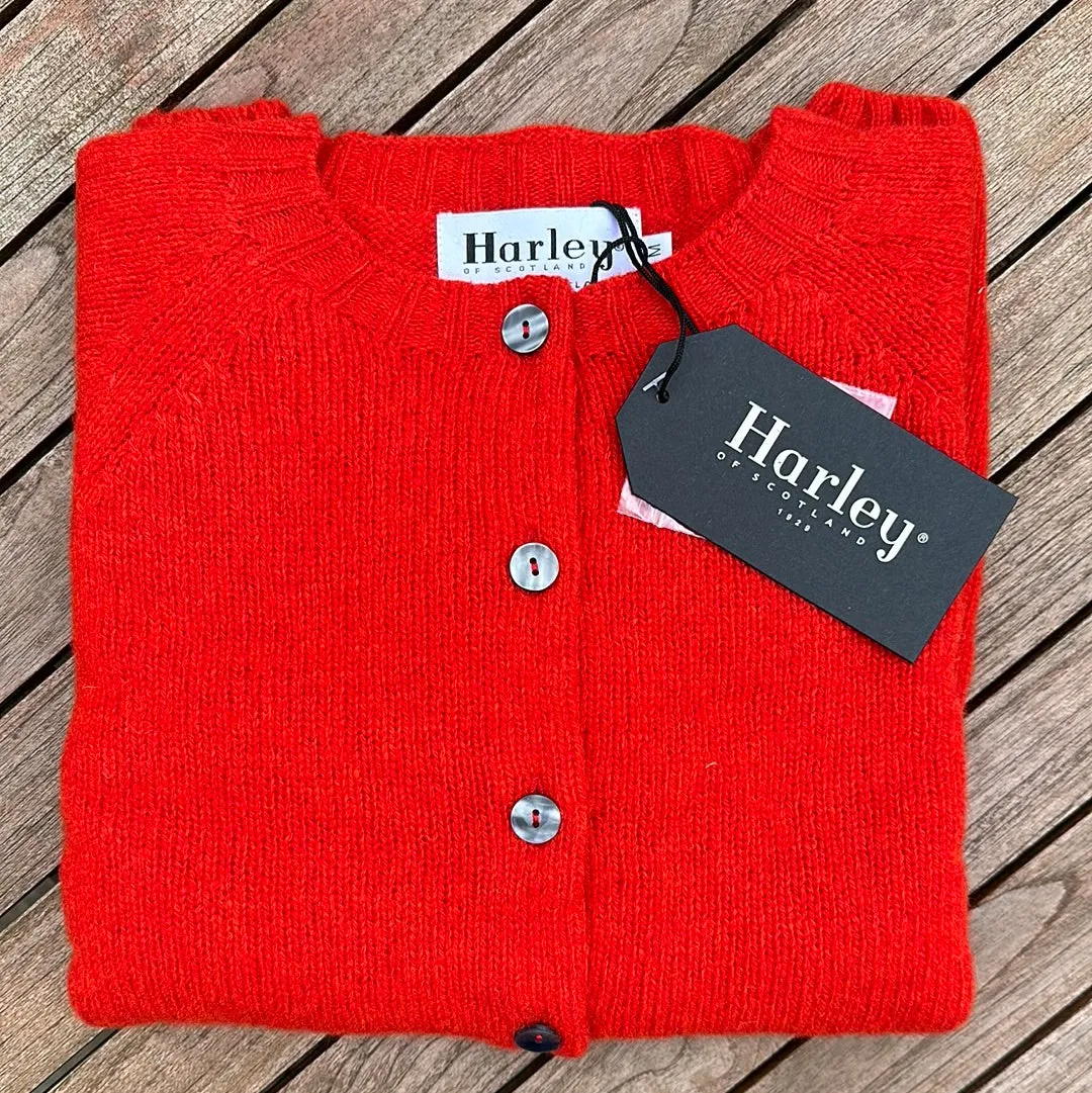 Harley Of Scotland Crew Neck New Scarlet Cardigan