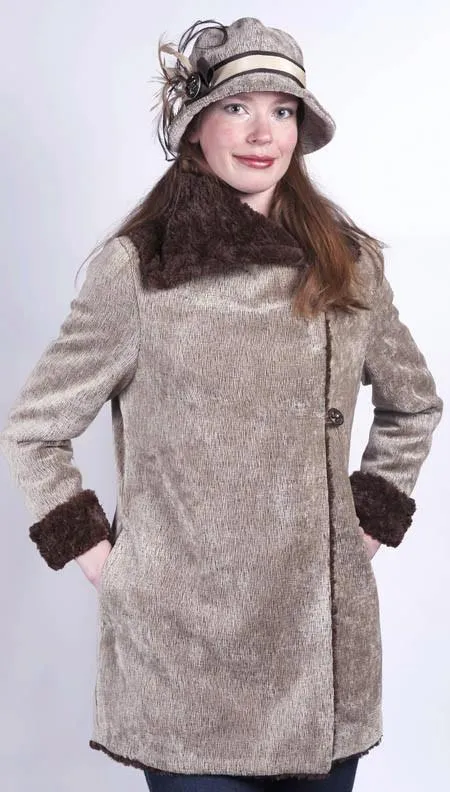 Hepburn Swing Coat - Bongo Upholstery with Cuddly Faux Fur (Only Mediums Left!)