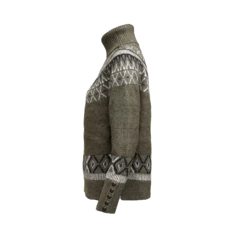 Holland Cooper Fairisle Knit Ladies Alpaca Mix Jumper - Khaki