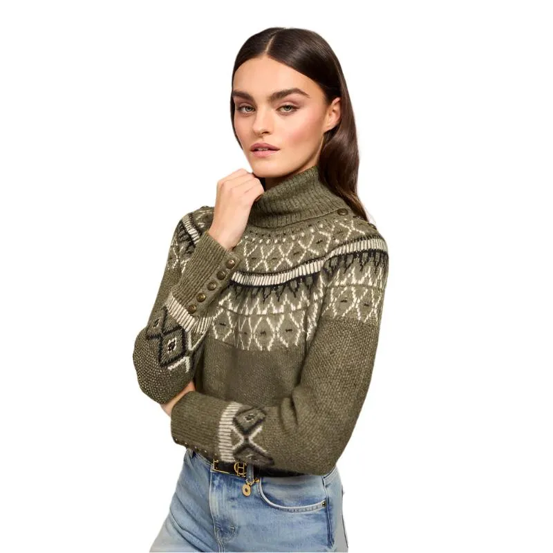 Holland Cooper Fairisle Knit Ladies Alpaca Mix Jumper - Khaki