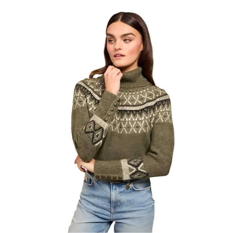 Holland Cooper Fairisle Knit Ladies Alpaca Mix Jumper - Khaki