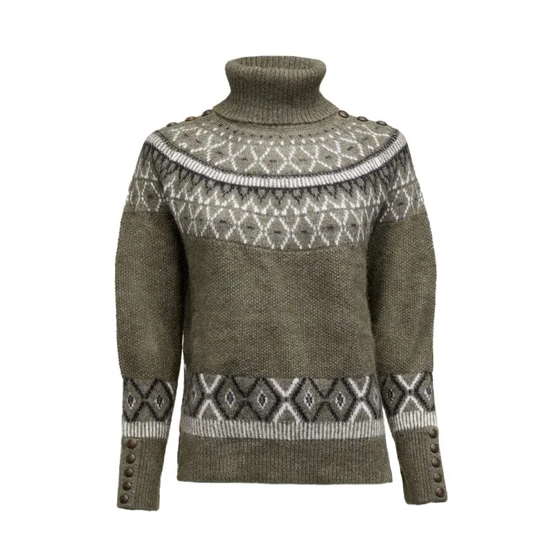 Holland Cooper Fairisle Knit Ladies Alpaca Mix Jumper - Khaki