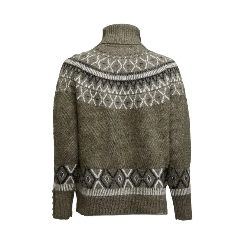 Holland Cooper Fairisle Knit Ladies Alpaca Mix Jumper - Khaki