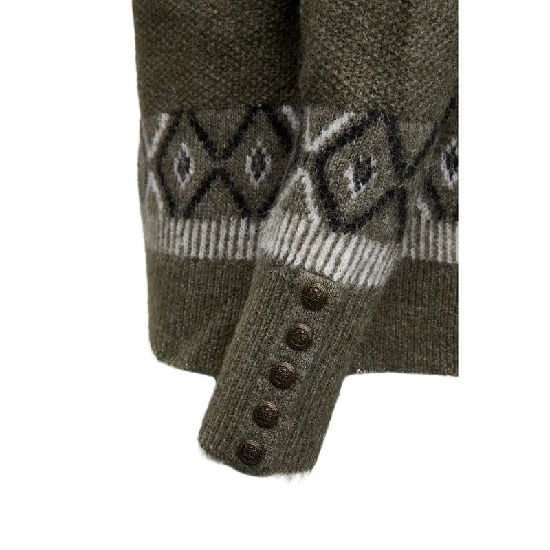 Holland Cooper Fairisle Knit Ladies Alpaca Mix Jumper - Khaki