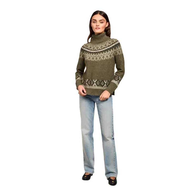 Holland Cooper Fairisle Knit Ladies Alpaca Mix Jumper - Khaki