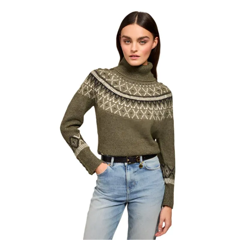 Holland Cooper Fairisle Knit Ladies Alpaca Mix Jumper - Khaki