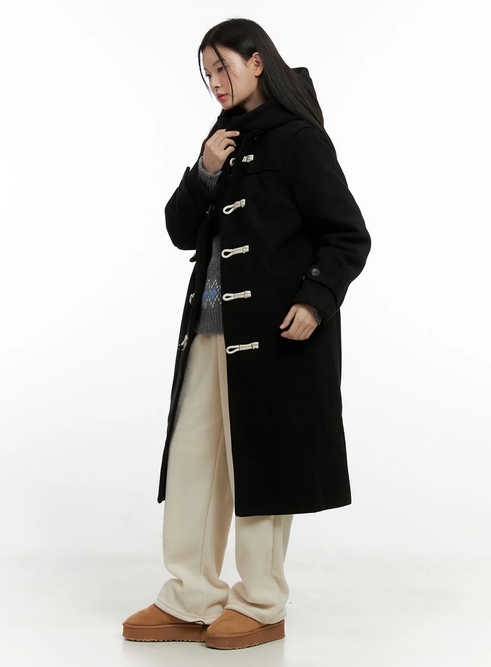 Hooded Duffle Trench Coat ON408