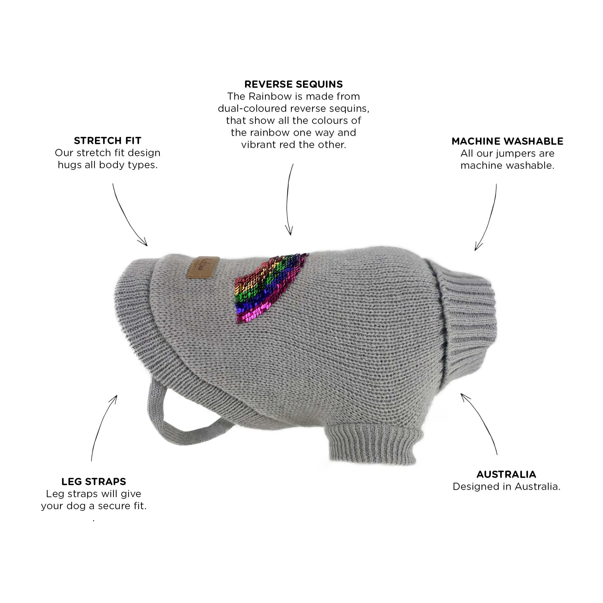 Huskimo Rainbow Dog Jumper Grey 40cm Small***