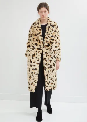 Jacquard Cheetah Faux Fur Coat