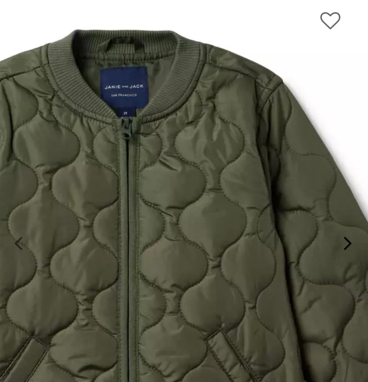 Janie and Jack, OLIVE QUILTED BOMBER JACKET