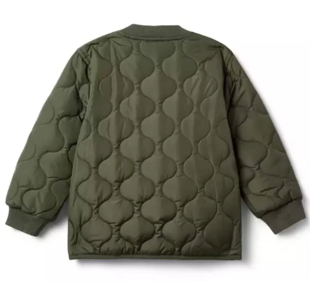 Janie and Jack, OLIVE QUILTED BOMBER JACKET