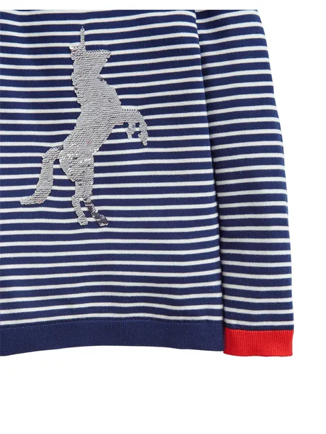 Joules Miranda Navy Stripe Sequin Horse Jumper