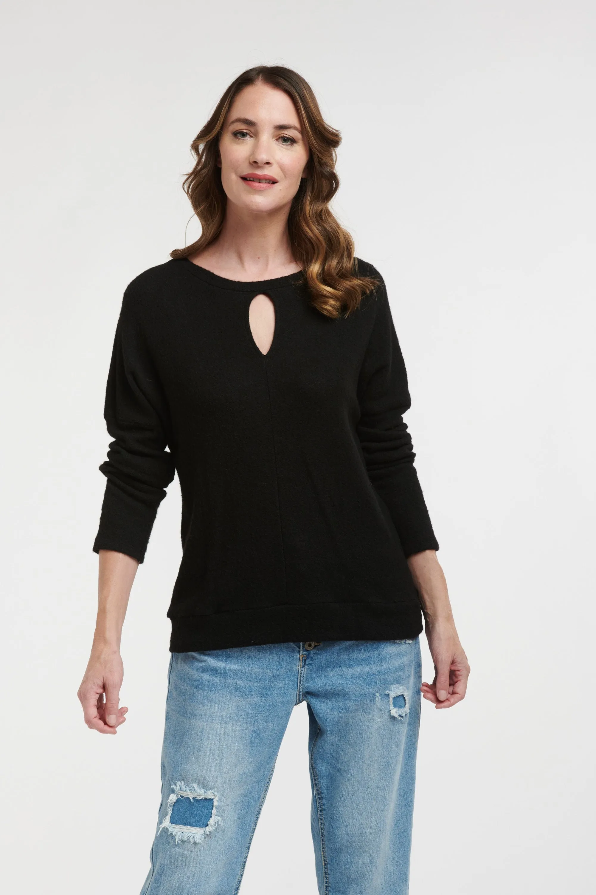 Keyhole Knit Top Black