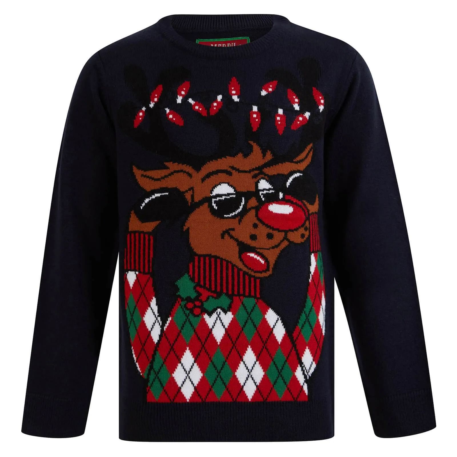 Kids Reindeer Christmas Jumper Cool Sunglasses Rudolph