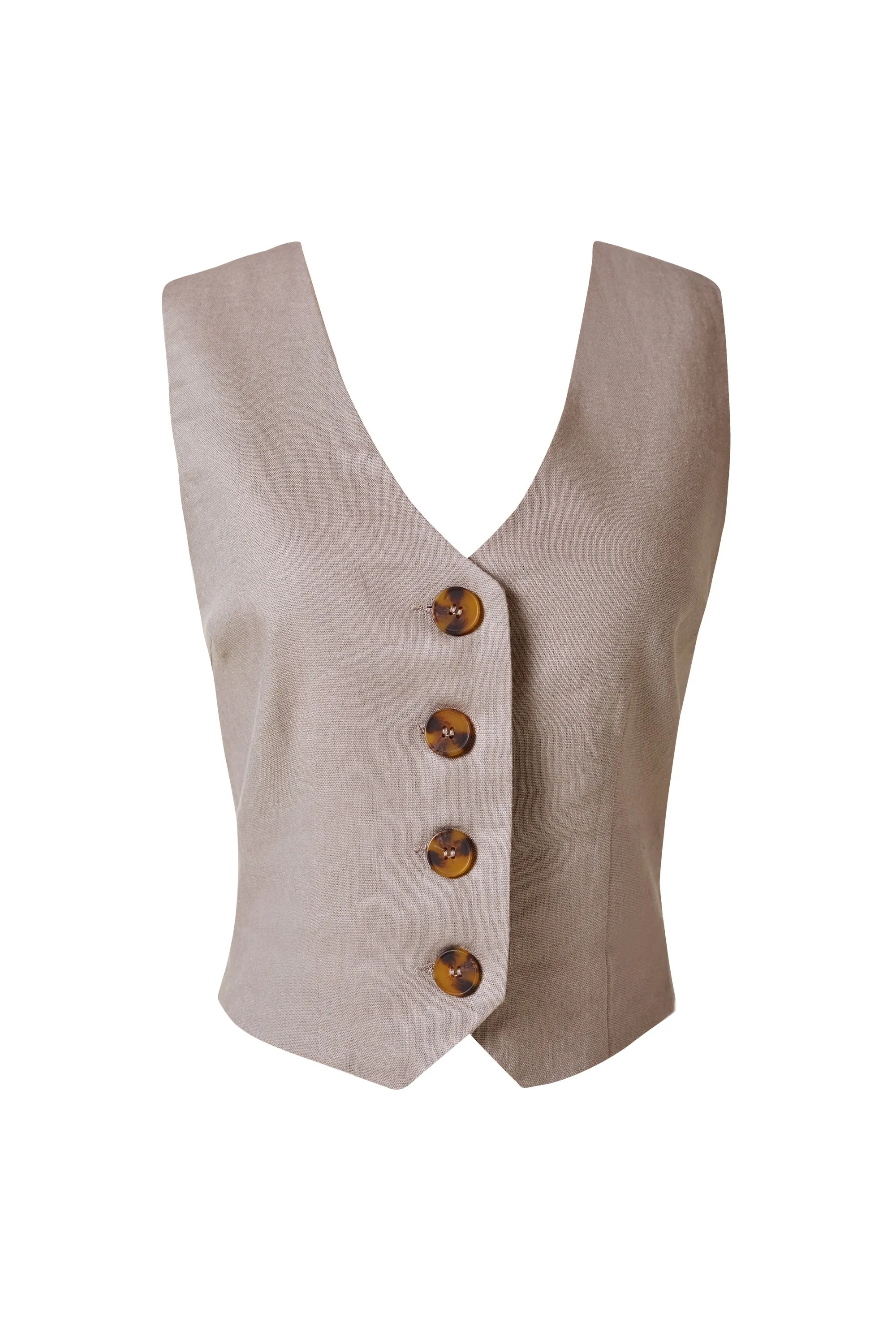 Kiva Taupe Linen Vest