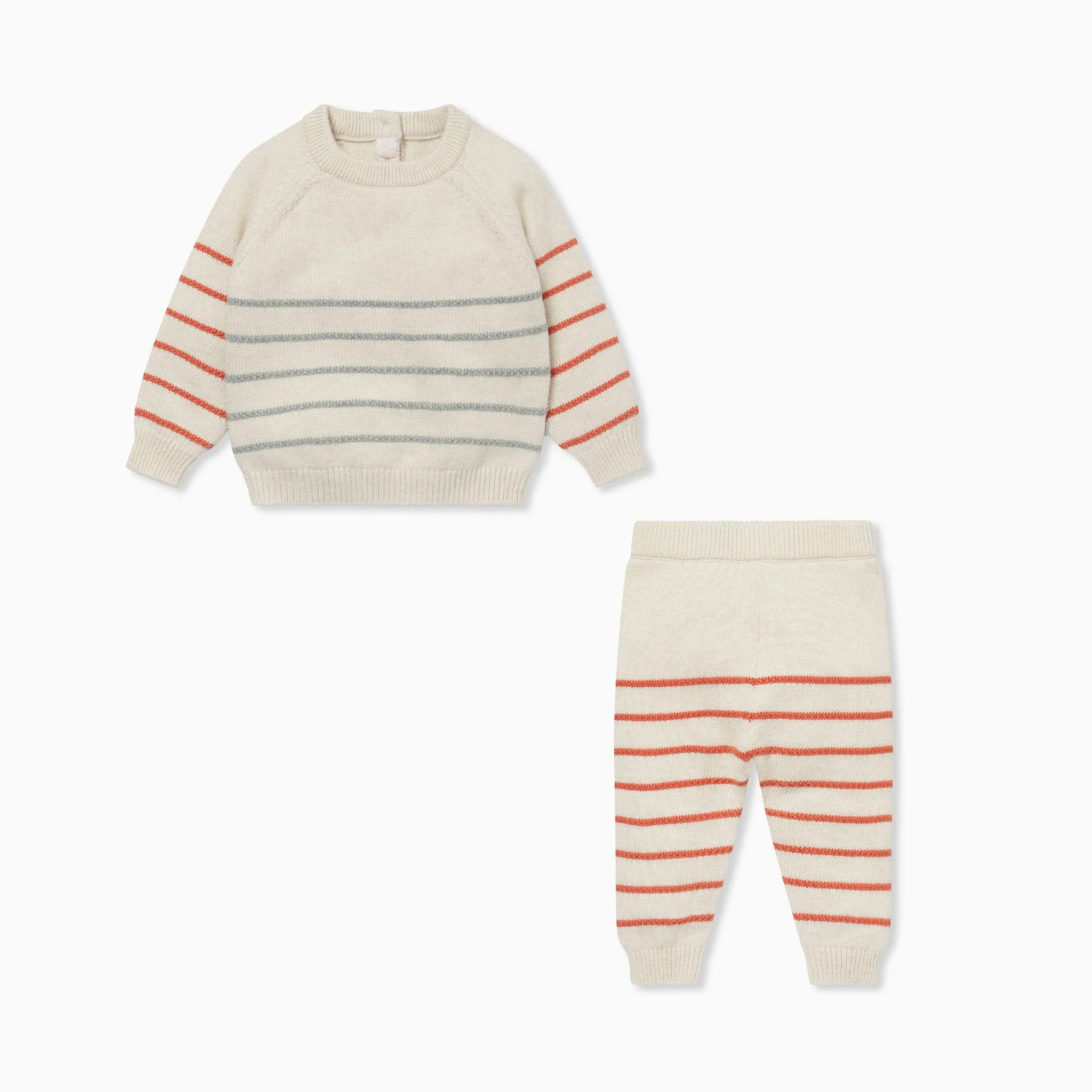 Knitted Striped Oat Jumper & Joggers Outfit