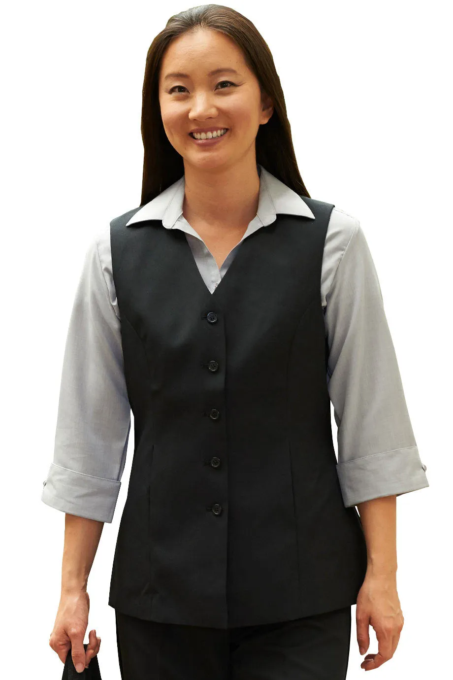 Ladies' Dark Navy Essential Polyester Vest (6 Buttons)