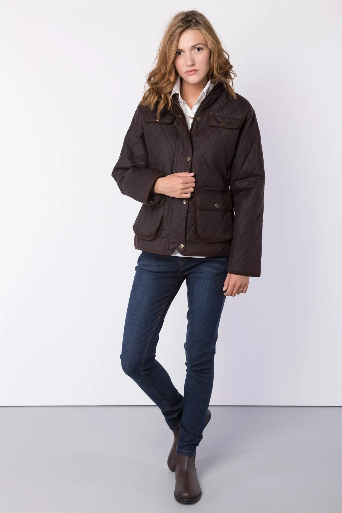 Ladies Diamond Quilted Wax Jacket