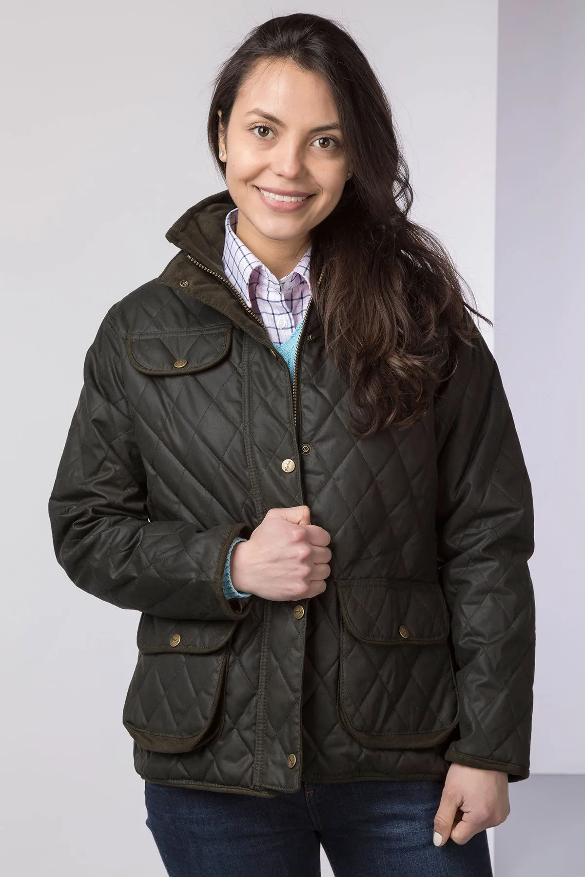 Ladies Diamond Quilted Wax Jacket