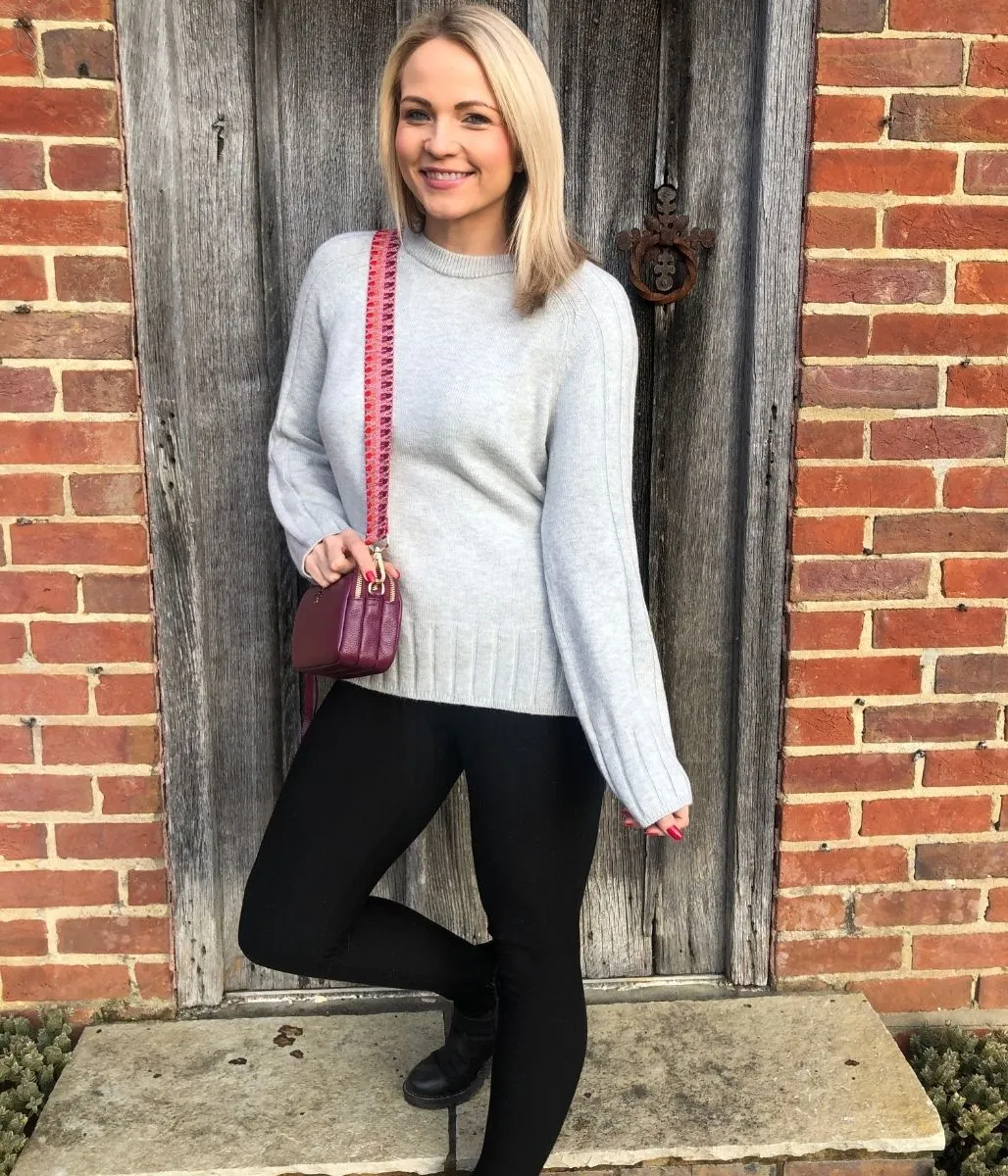 Light Grey Soft Contrast Ribbed Jumper