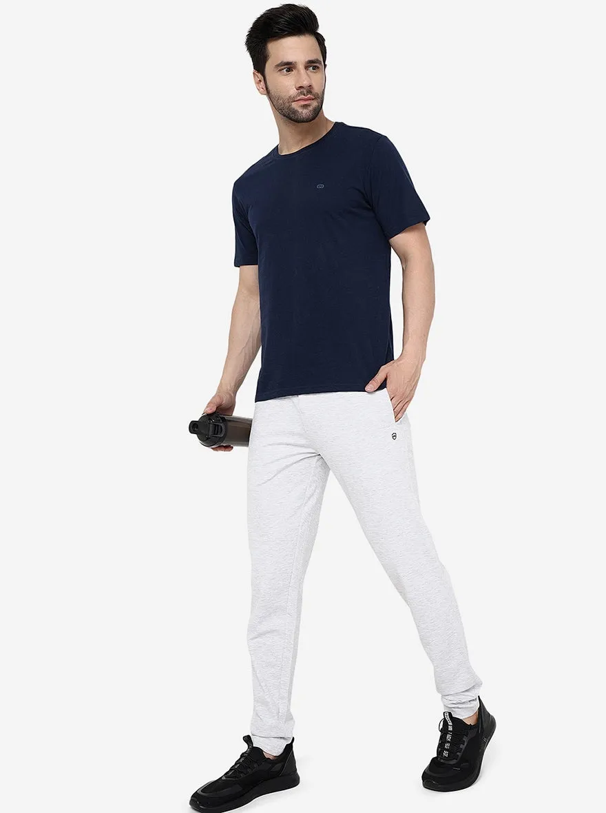 Light Grey Solid Slim Fit Track Pant | JadeBlue