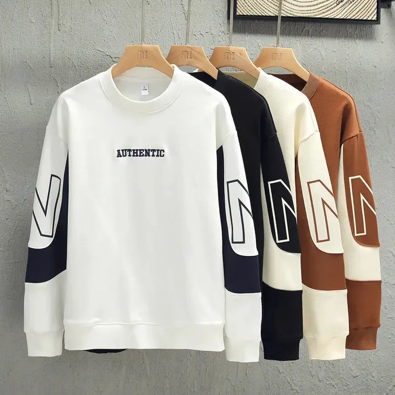 Loose Colour Matching Round Neck Long Sleeve Casual sweatshirt