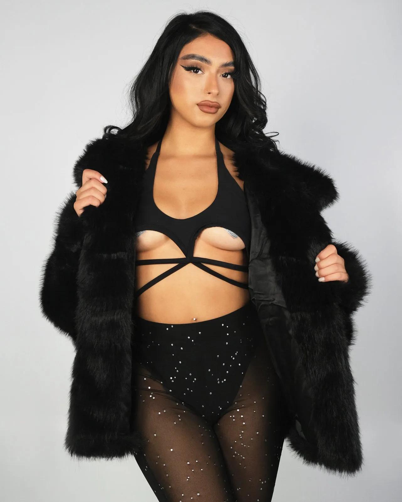 Lush Luv Long Faux Fur Jacket