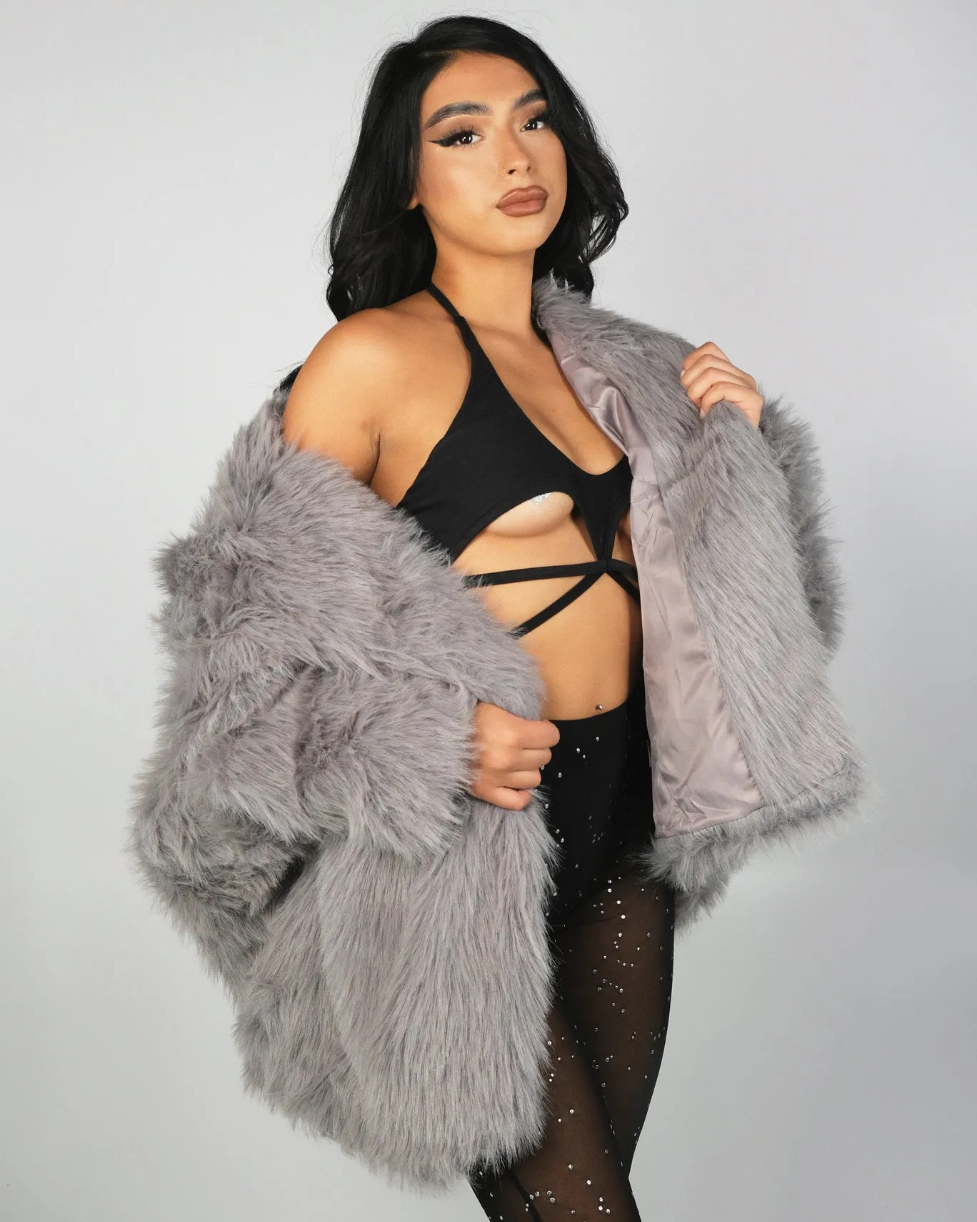 Lush Luv Long Faux Fur Jacket