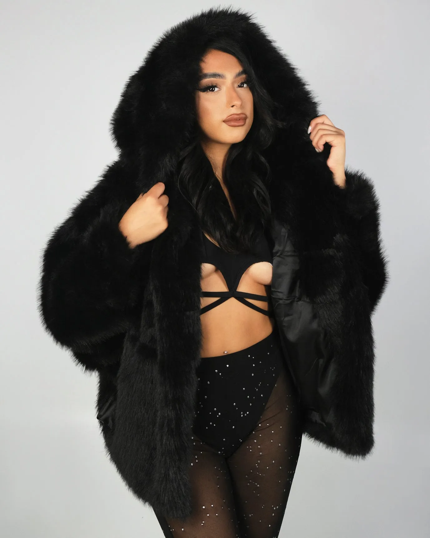 Lush Luv Long Faux Fur Jacket