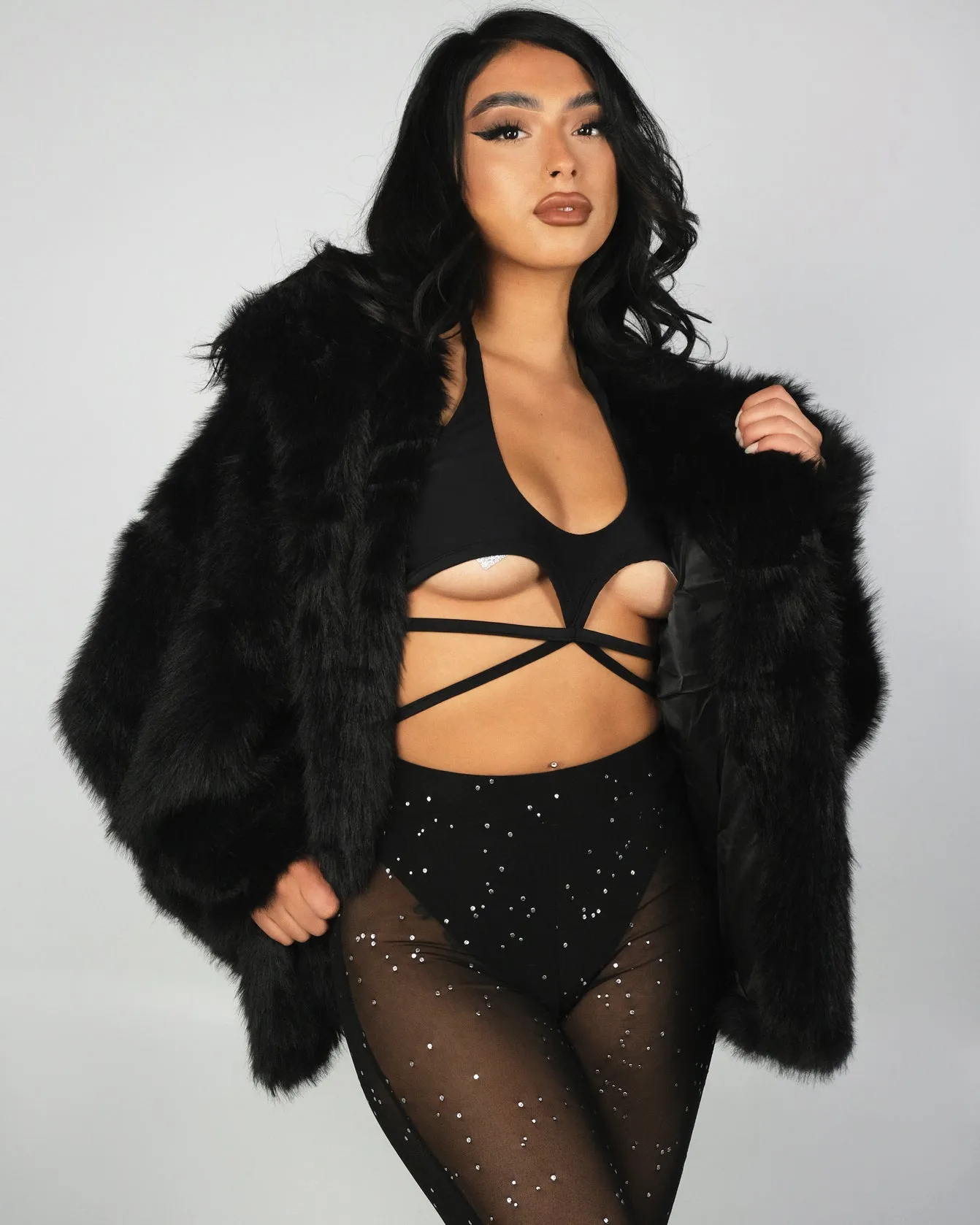 Lush Luv Long Faux Fur Jacket