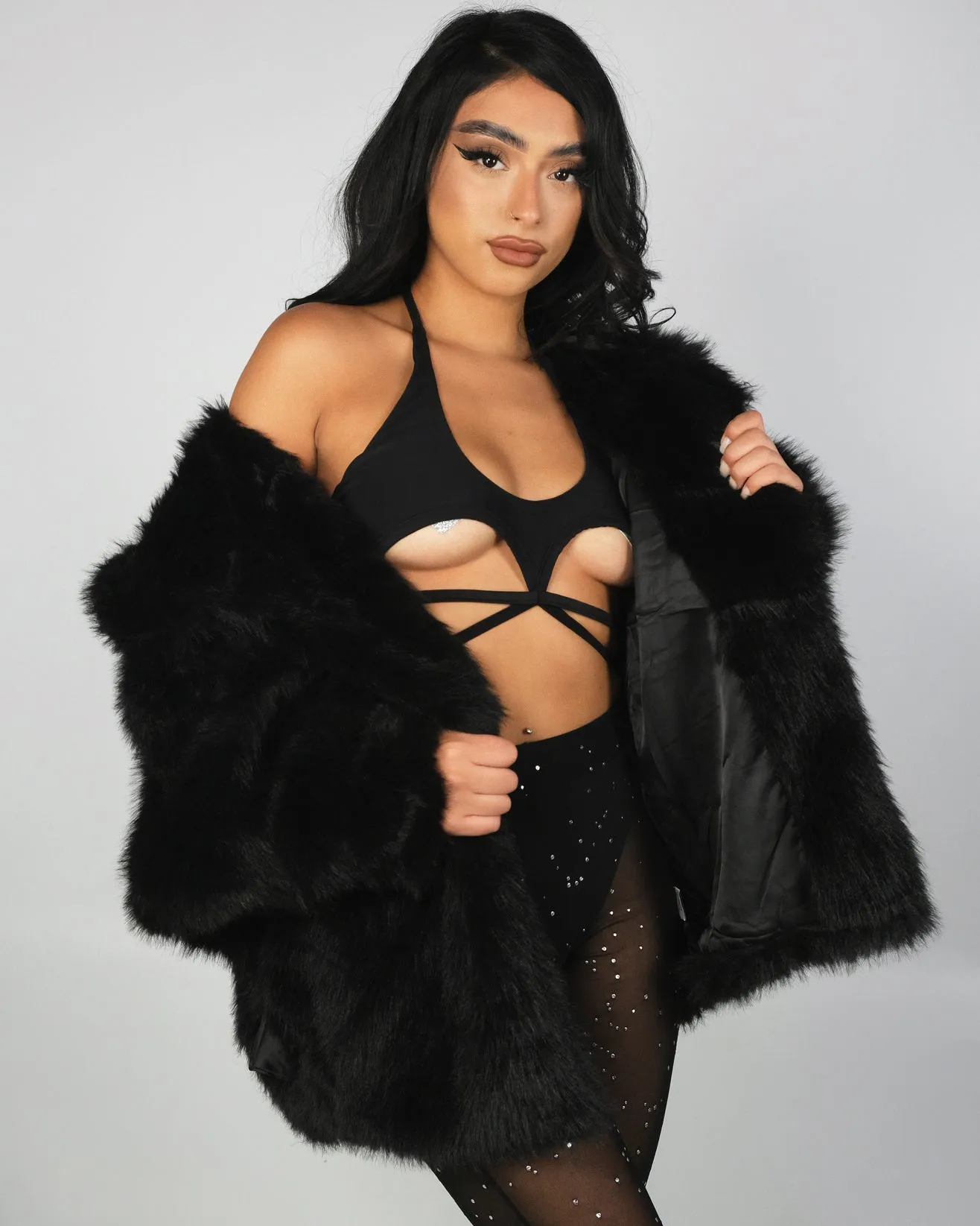 Lush Luv Long Faux Fur Jacket