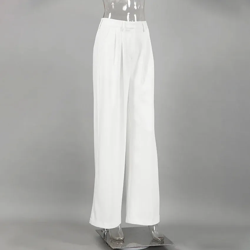 LVSANW Autumn and Winter New White High Waist Wide Feet Pants Temperament Commuting Versatile Pants 2024 Women's Fashion and Leisure