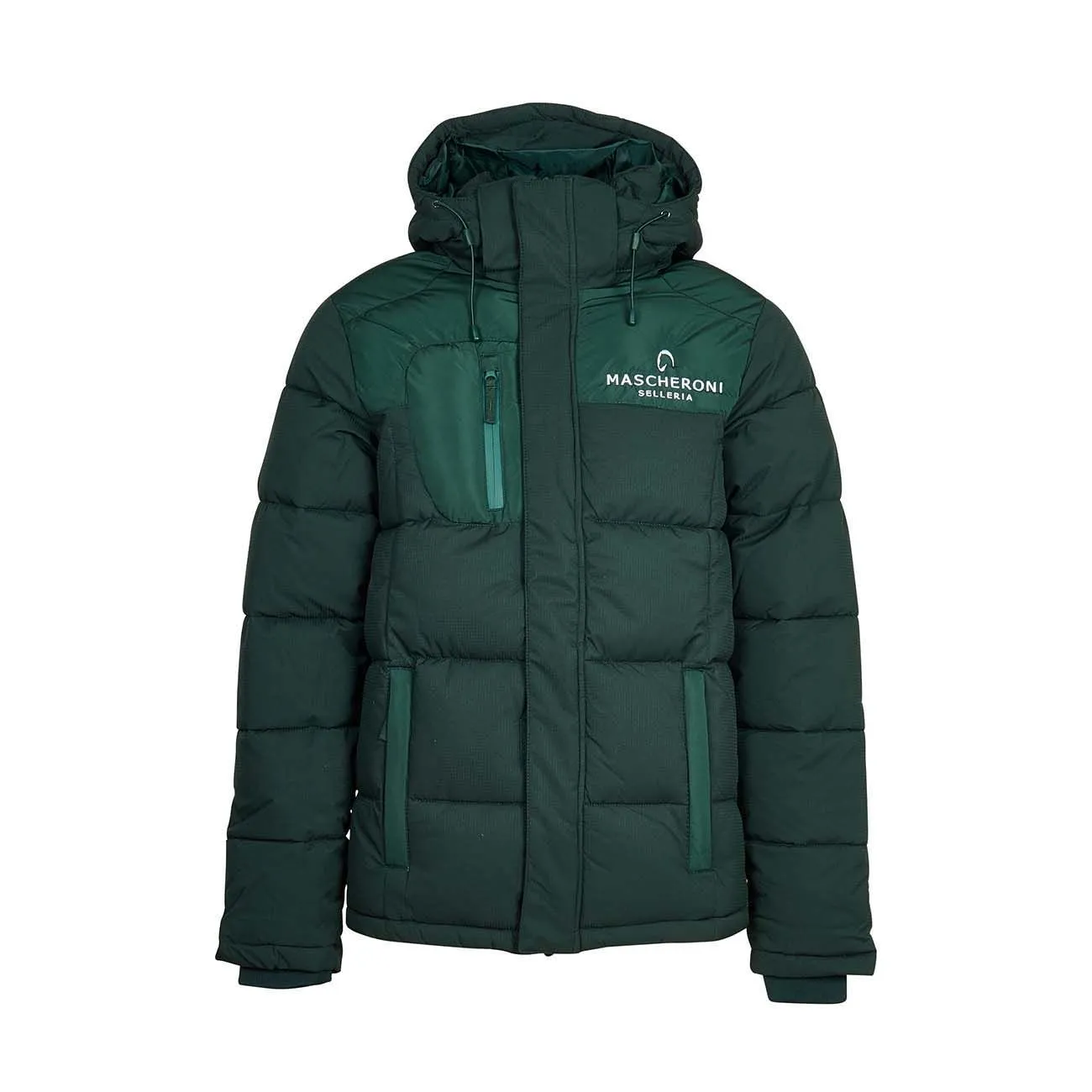 MEN&#x27;S PADDED JACKET WITH EMBROIDERED LOGO HOOD