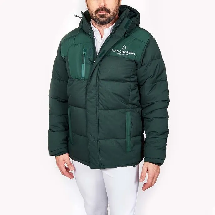 MEN&#x27;S PADDED JACKET WITH EMBROIDERED LOGO HOOD