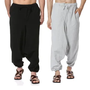 Men's Harem Pack of 2 | Black & Melange Grey | Fits Waist Sizes 28 to 36 Inches