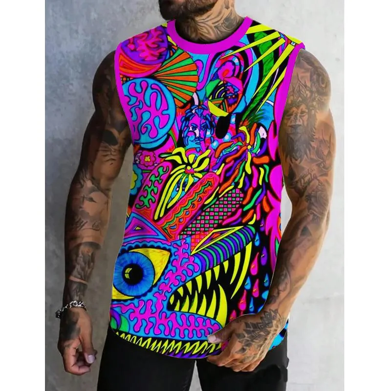 Men's Multicolor Crocodile Printed Casual Tank 09436340L